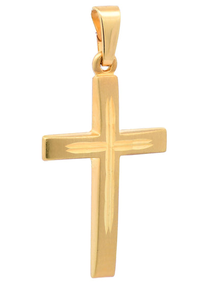 Anhänger Kreuz   333-8 Karat Gold mit vergoldeter Silberkette