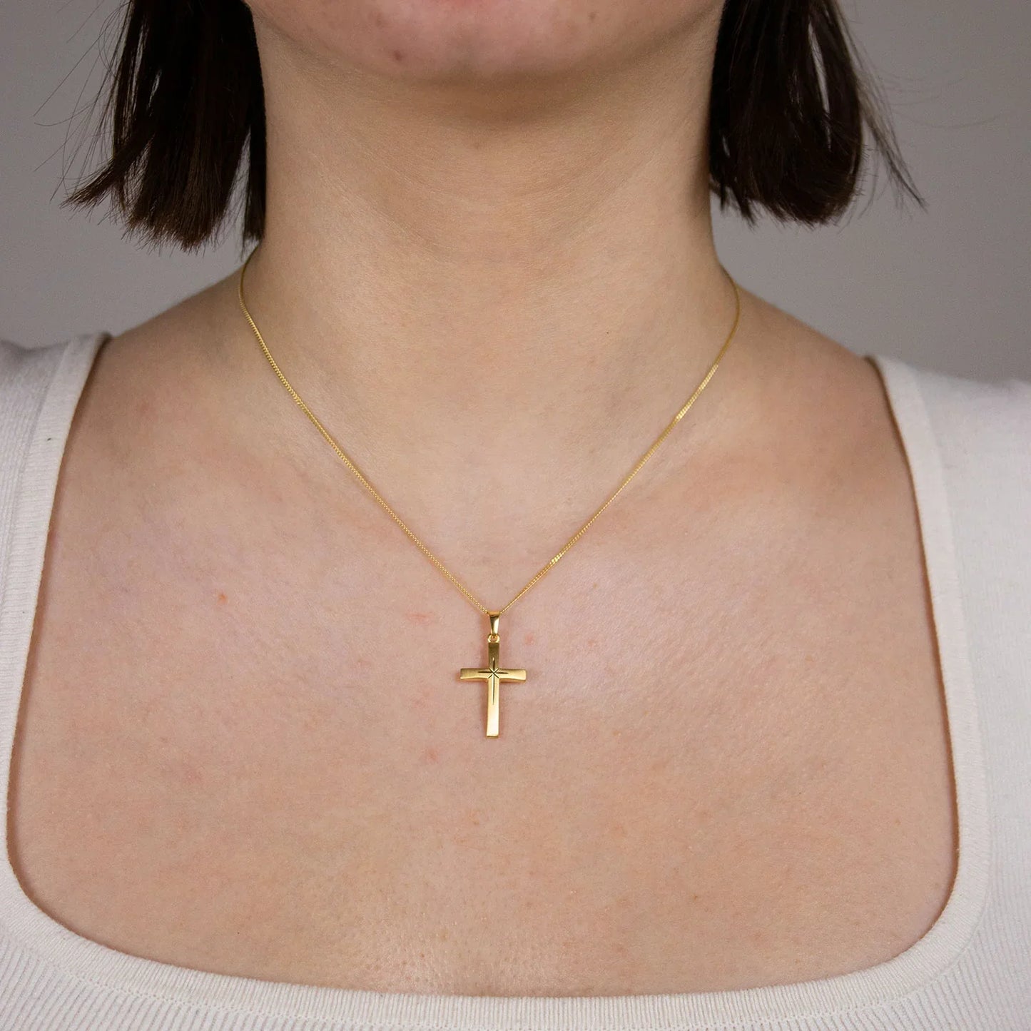 Gold Anhänger Kreuz  mit Goldkette massiv 333 - 8 Karat Gold