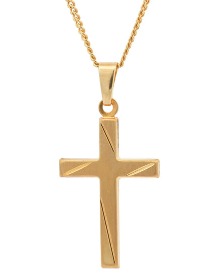 Anhänger Kreuz   333-8 Karat Gold mit vergoldeter Silberkette
