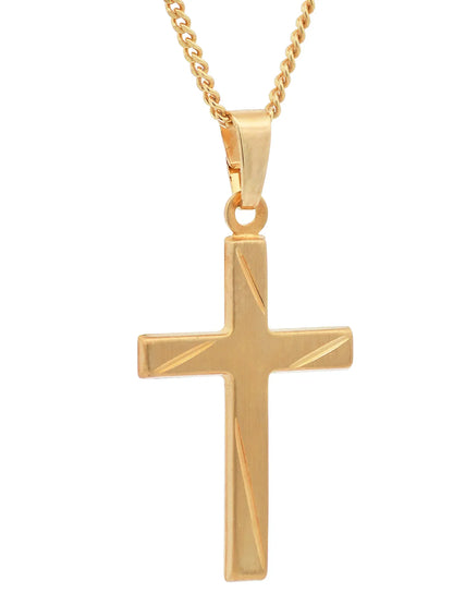 Anhänger Kreuz   333-8 Karat Gold mit vergoldeter Silberkette