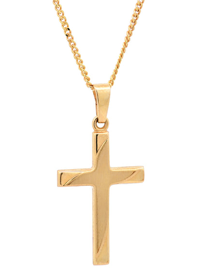 Anhänger Kreuz   333-8 Karat Gold mit vergoldeter Silberkette