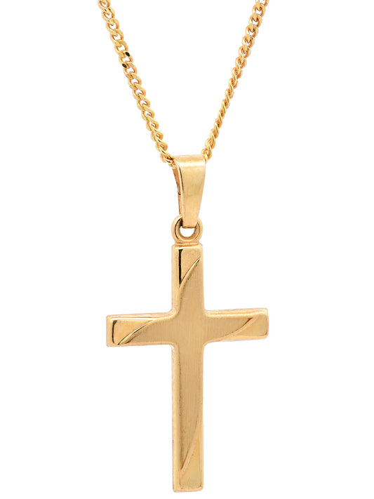 Anhänger Kreuz   333-8 Karat Gold mit vergoldeter Silberkette