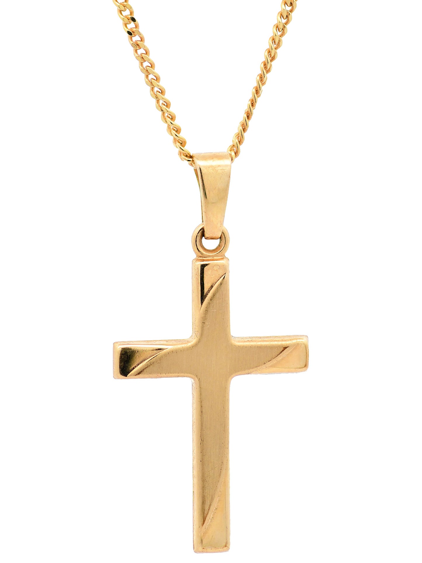 Anhänger Kreuz   333-8 Karat Gold mit vergoldeter Silberkette