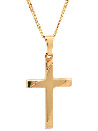 Anhänger Kreuz   333-8 Karat Gold mit vergoldeter Silberkette