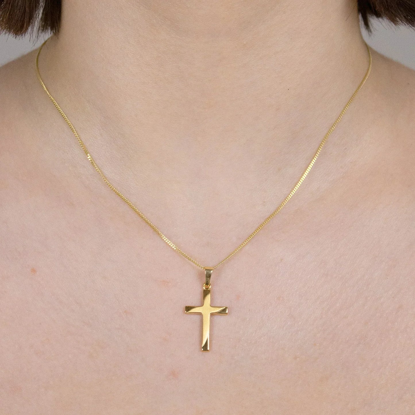 Gold Anhänger Kreuz mit Goldkette massiv 585 - 14 Karat Gold