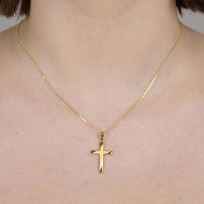 Gold Anhänger Kreuz mit Goldkette massiv 585 - 14 Karat Gold