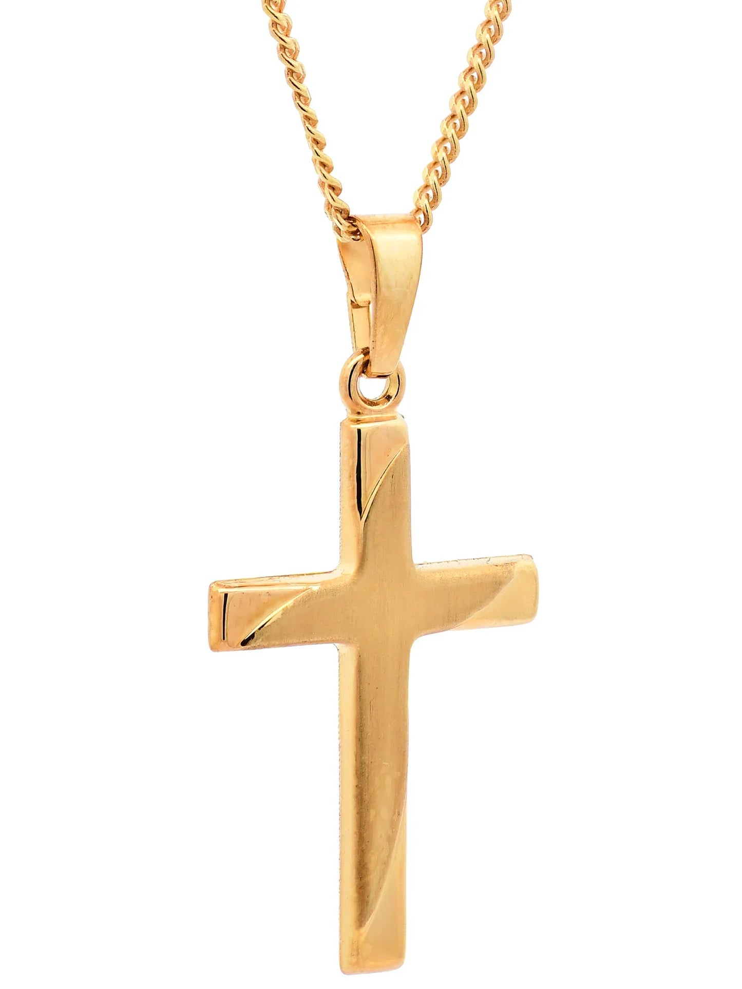 Gold Anhänger Kreuz mit Goldkette massiv 585 - 14 Karat Gold