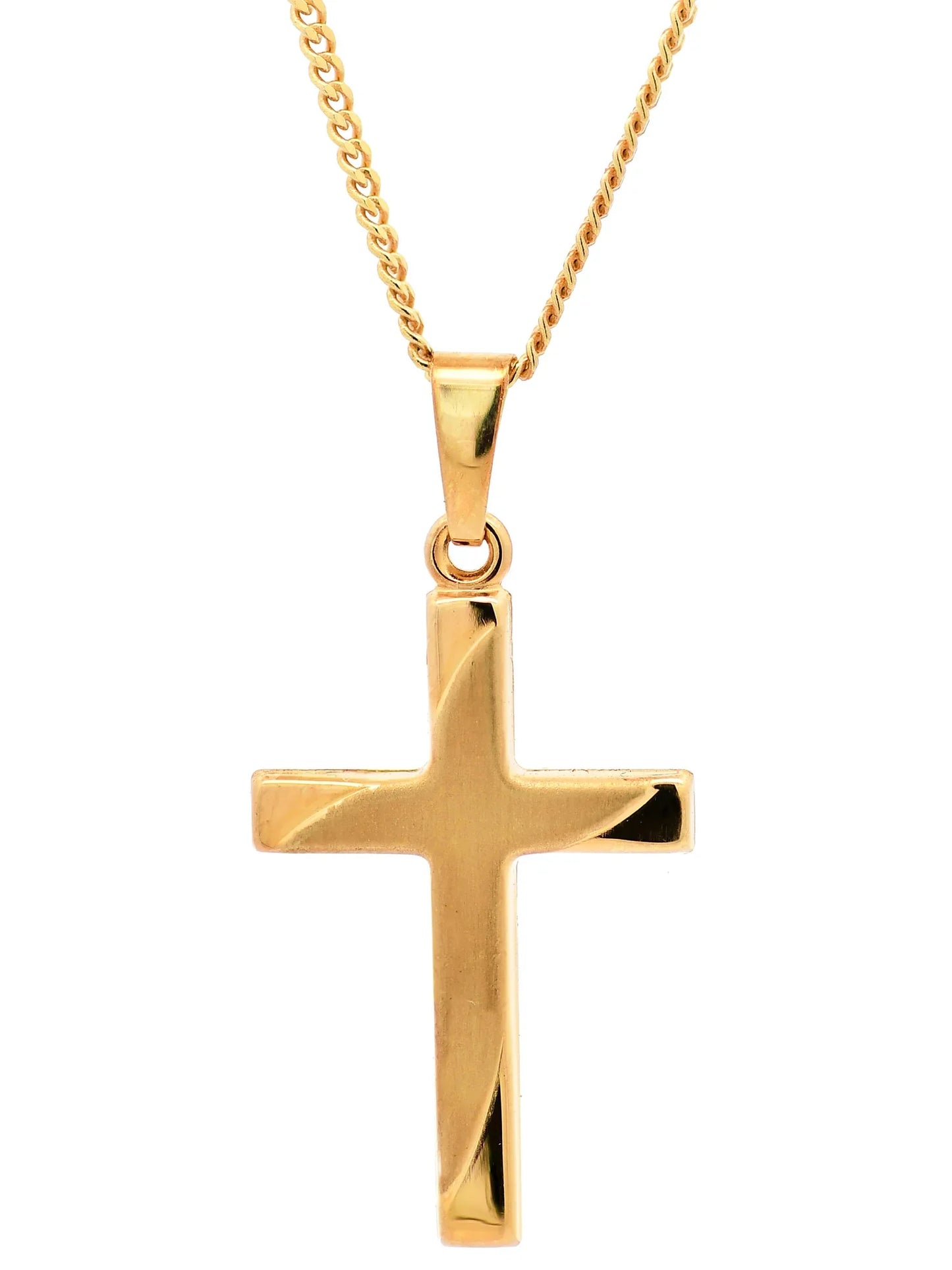 Gold Anhänger Kreuz mit Goldkette massiv 585 - 14 Karat Gold