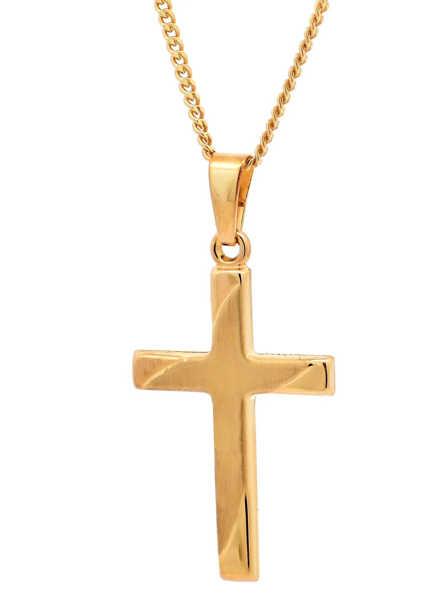 Gold Anhänger Kreuz mit Goldkette massiv 585 - 14 Karat Gold