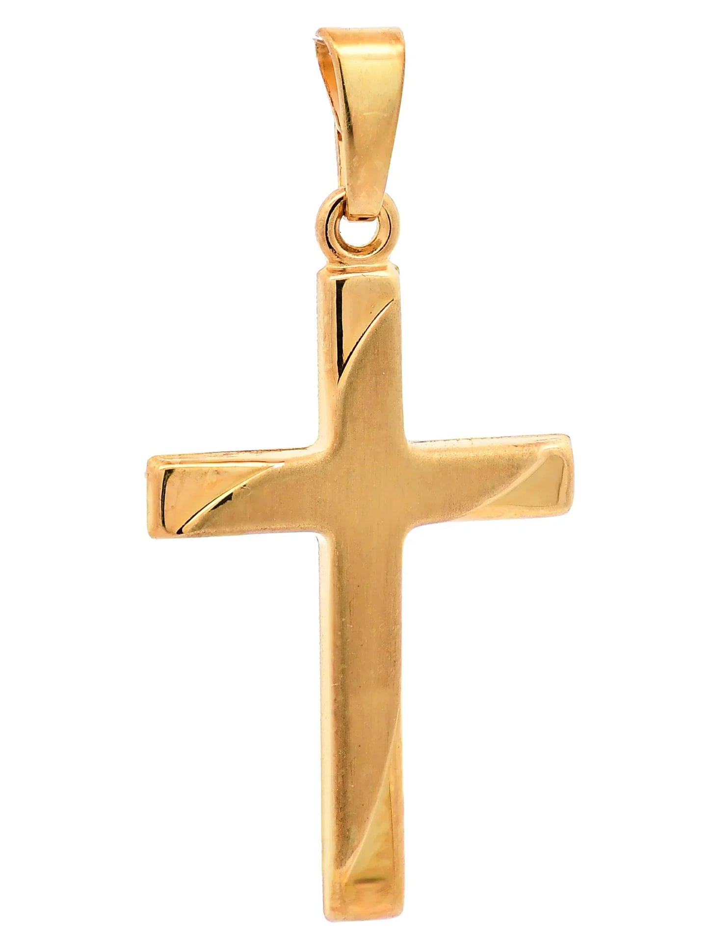 Gold Anhänger Kreuz mit Goldkette massiv 585 - 14 Karat Gold