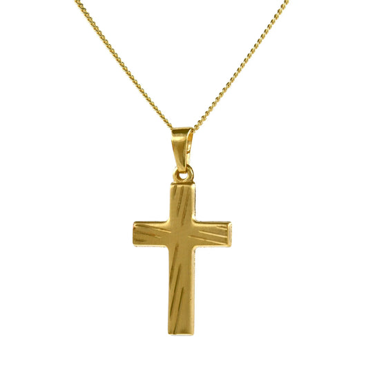 Anhänger Kreuz mit massiver Goldkette 1,1 mm 333-8 Karat Gold