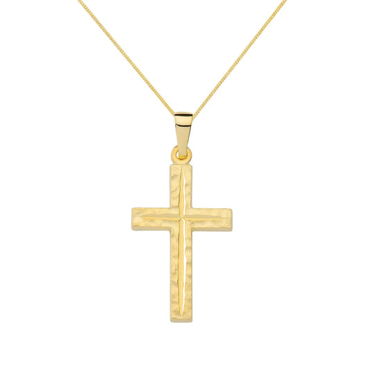 Anhänger Kreuz mit massiver Goldkette 1,1 mm 333-8 Karat Gold