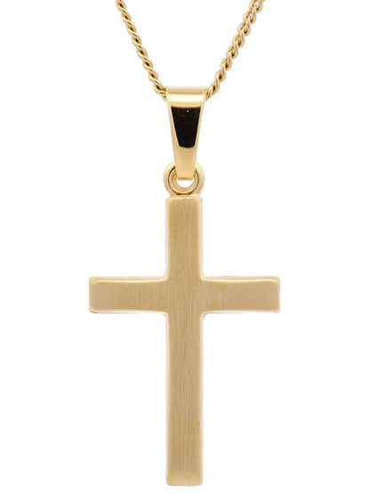 Gold Anhänger Kreuz mit Goldkette massiv 585 - 14 Karat Gold