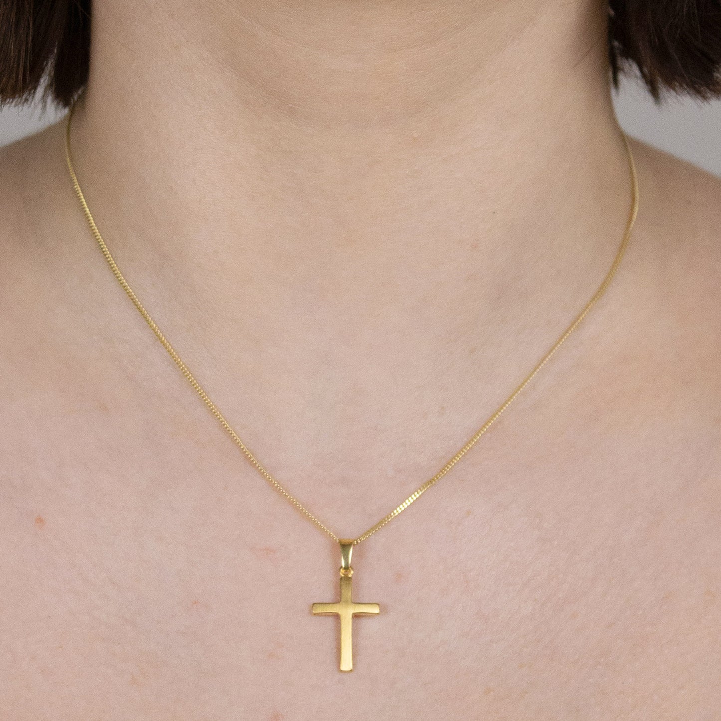 Anhänger Kreuz  585-14 Karat Gold mit vergoldeter Silberkette