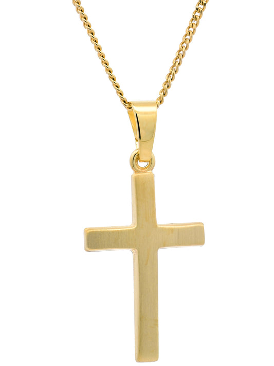 Anhänger Kreuz  585-14 Karat Gold mit vergoldeter Silberkette