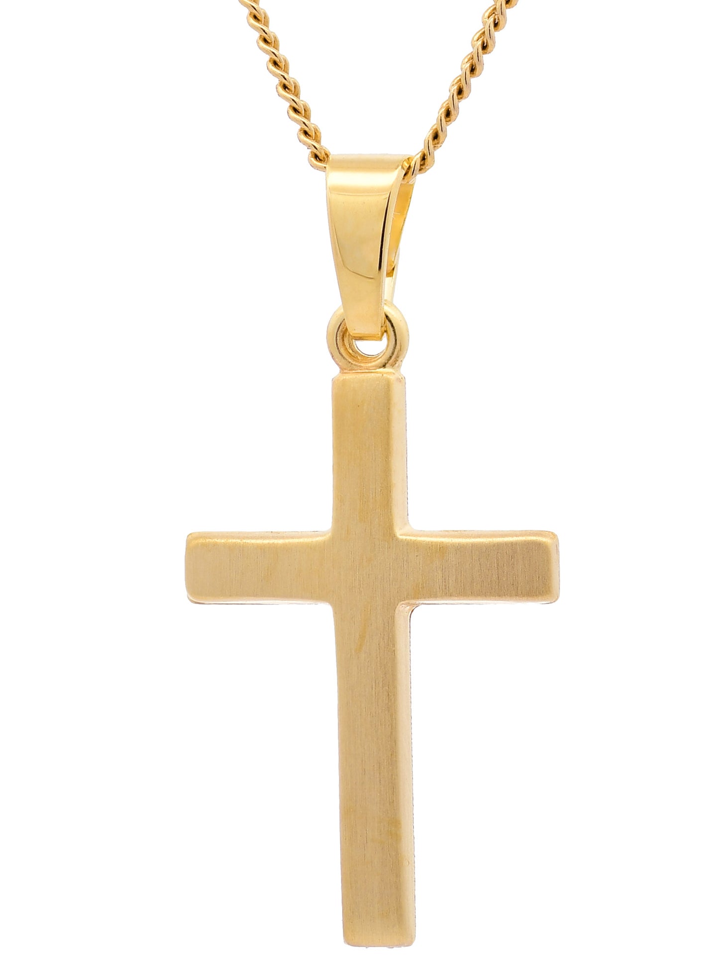 Anhänger Kreuz  585-14 Karat Gold mit vergoldeter Silberkette