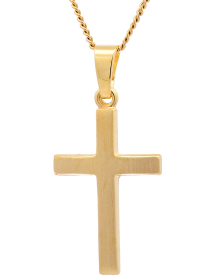 Anhänger Kreuz  585-14 Karat Gold mit vergoldeter Silberkette