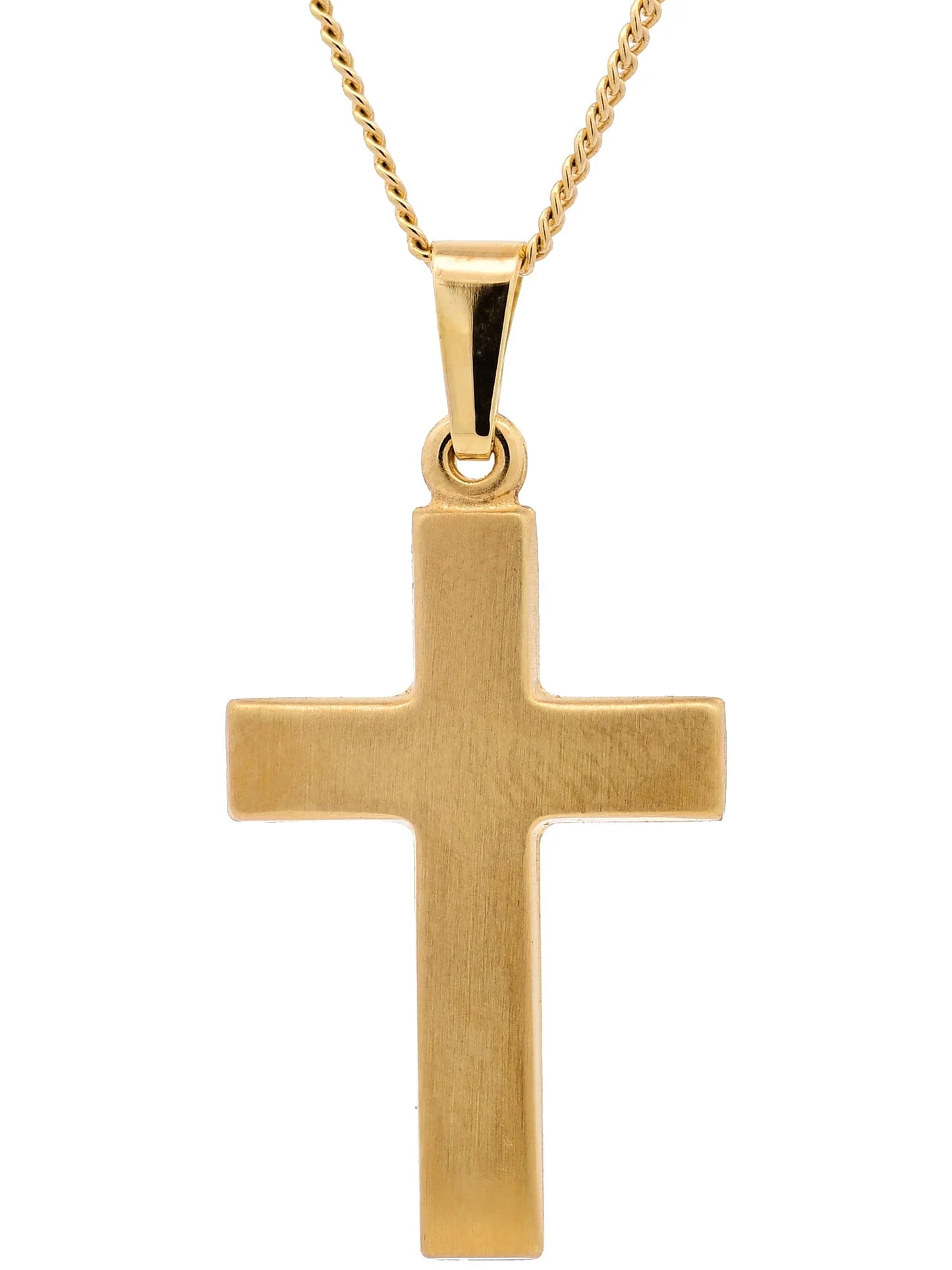 Gold Anhänger Kreuz mit Goldkette massiv 585 - 14 Karat Gold