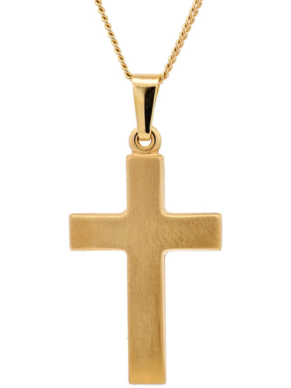 Gold Anhänger Kreuz mit Goldkette massiv 585 - 14 Karat Gold