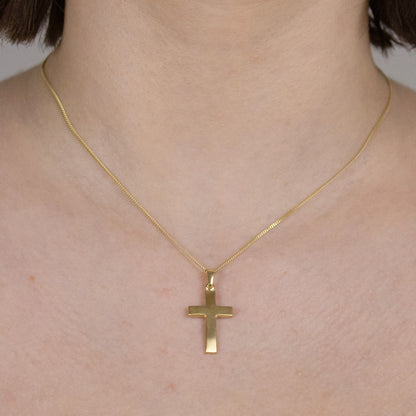 Anhänger Kreuz  585-14 Karat Gold mit vergoldeter Silberkette