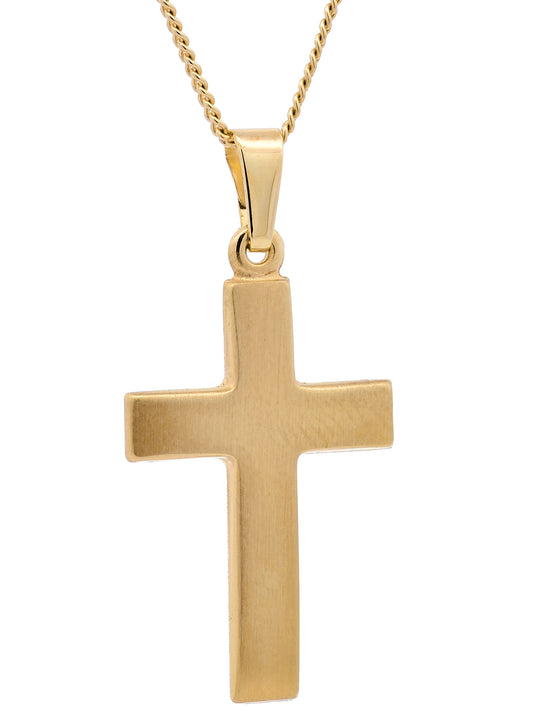 Anhänger Kreuz  585-14 Karat Gold mit vergoldeter Silberkette