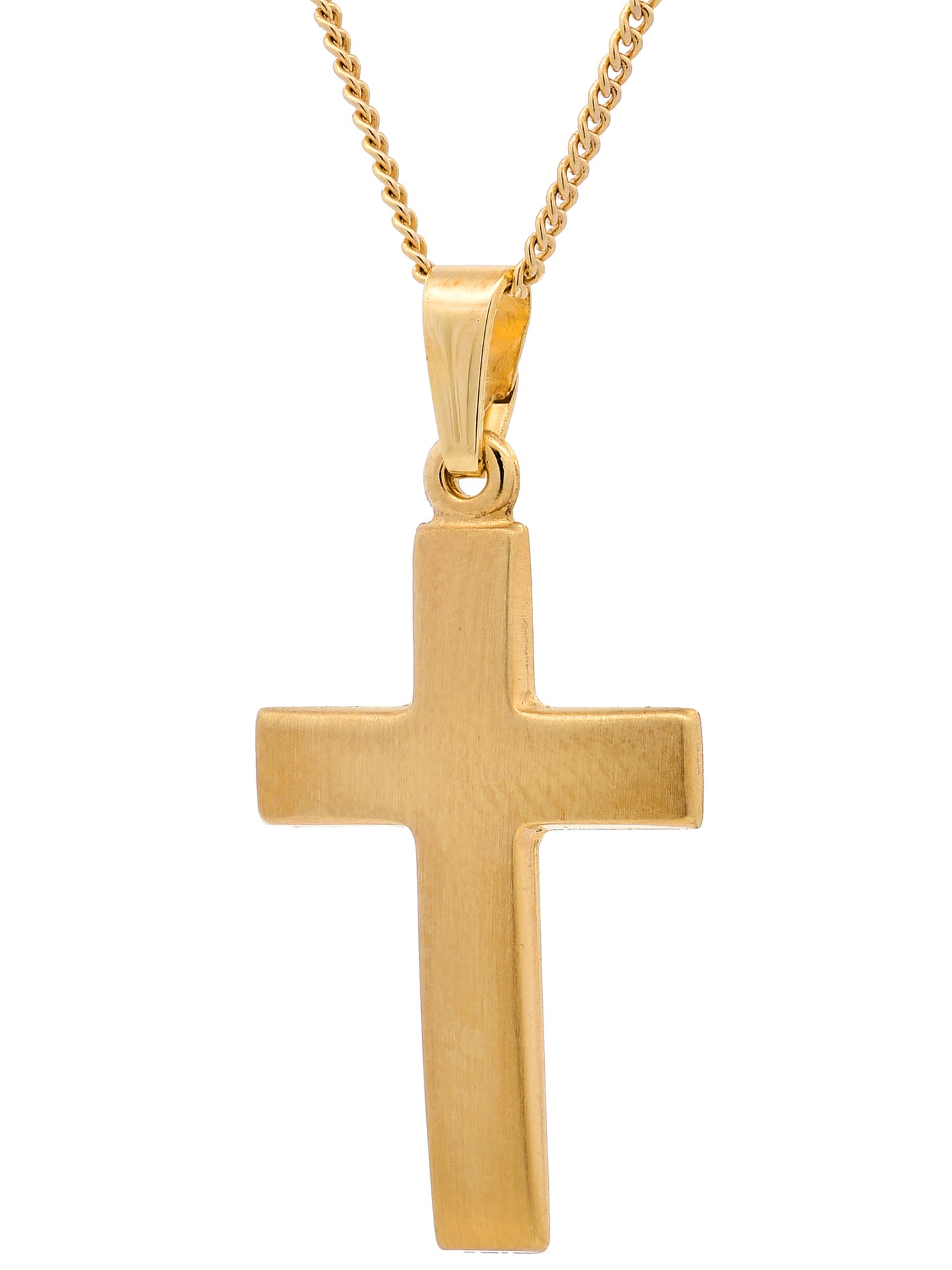 Anhänger Kreuz  585-14 Karat Gold mit vergoldeter Silberkette
