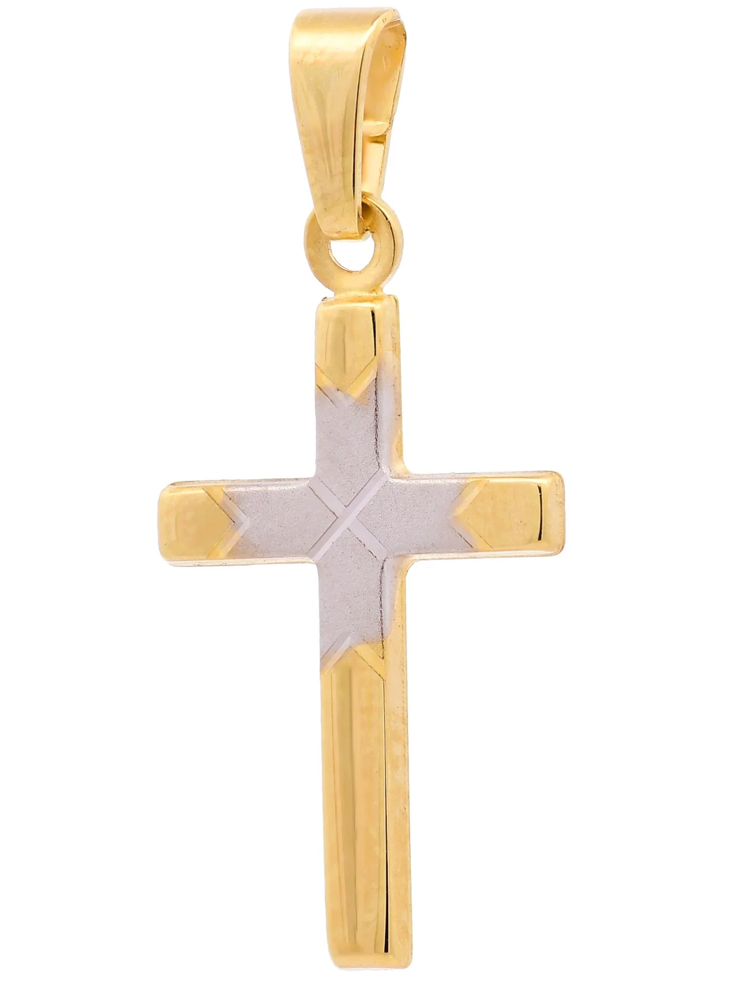 Kettenanhänger Gold Anhänger Kreuz  massiv 333-8 Karat Gold rhodiniert