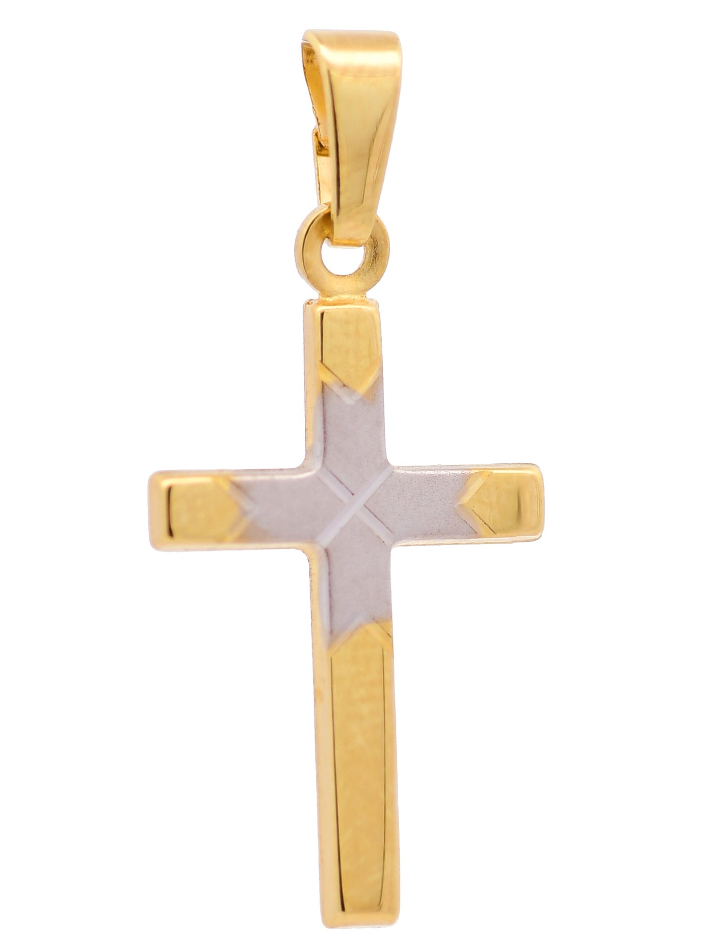 Anhänger Kreuz   333 Gold rhodiniert mit vergoldeter Silberkette