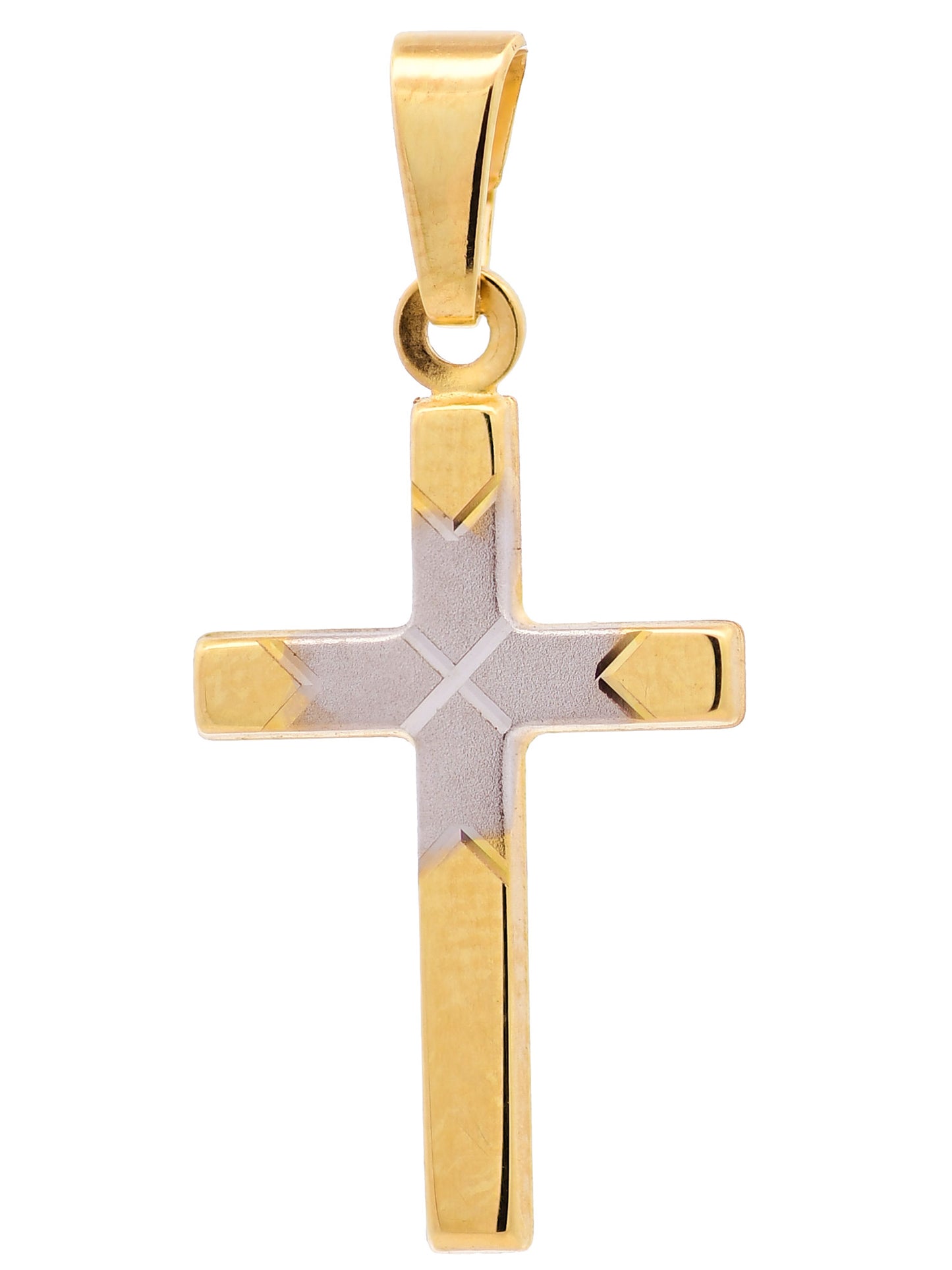 Anhänger Kreuz   333 Gold rhodiniert mit vergoldeter Silberkette