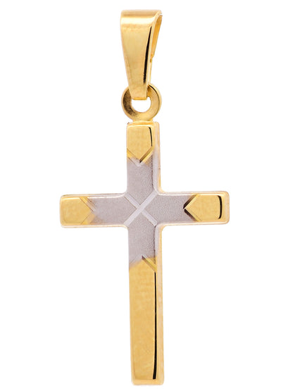 Anhänger Kreuz   333 Gold rhodiniert mit vergoldeter Silberkette