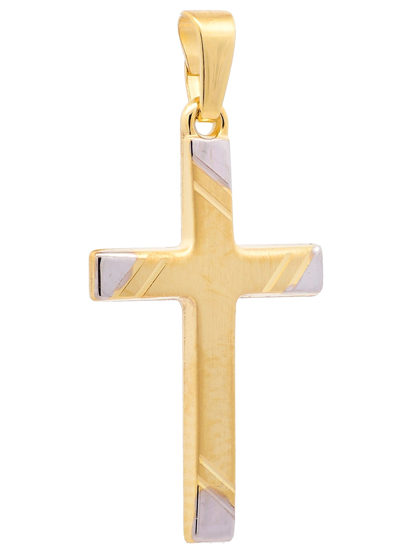 Anhänger Kreuz   333 Gold rhodiniert mit vergoldeter Silberkette