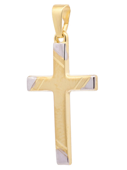 Anhänger Kreuz   333 Gold rhodiniert mit vergoldeter Silberkette