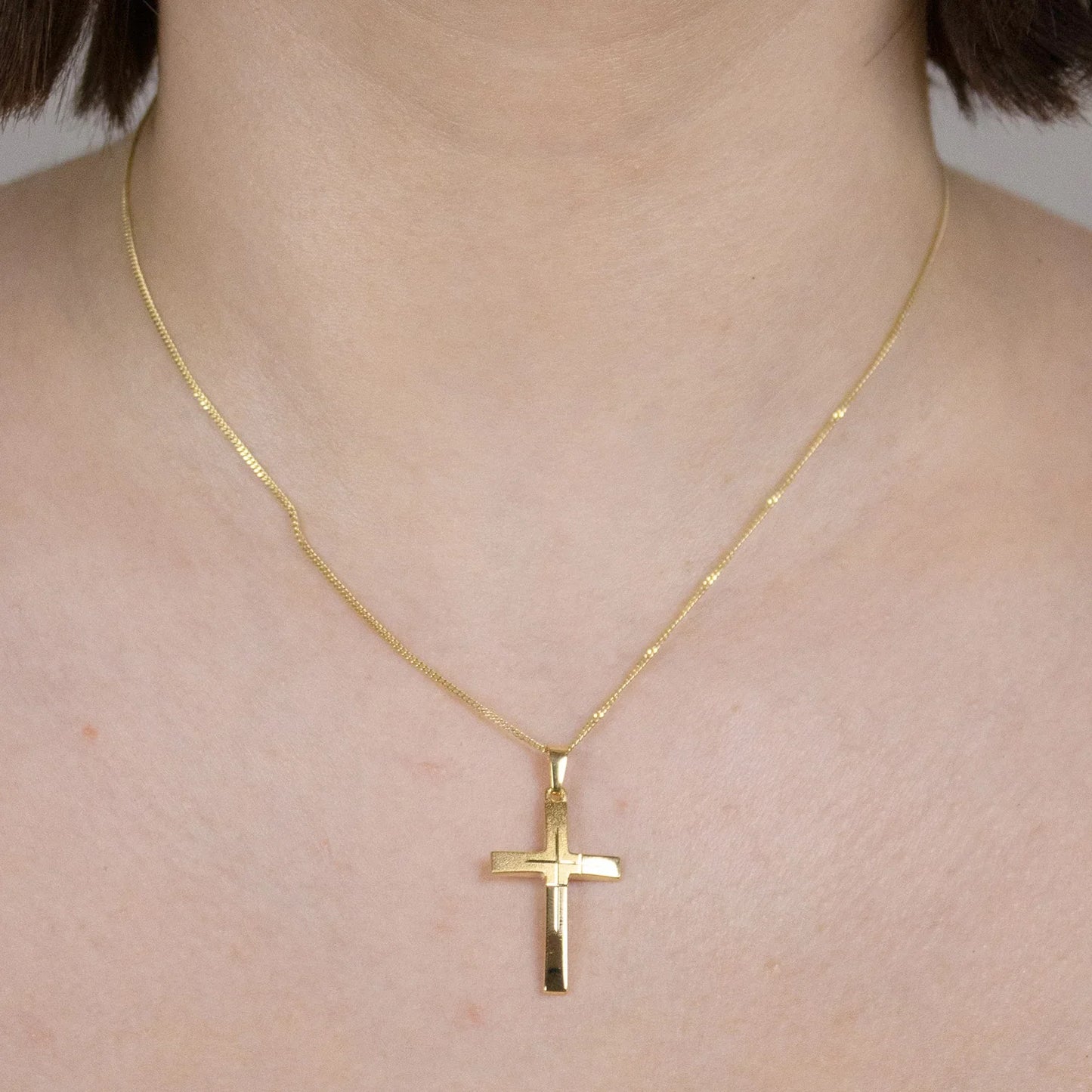 Gold Anhänger Kreuz  mit Goldkette massiv 333 - 8 Karat Gold