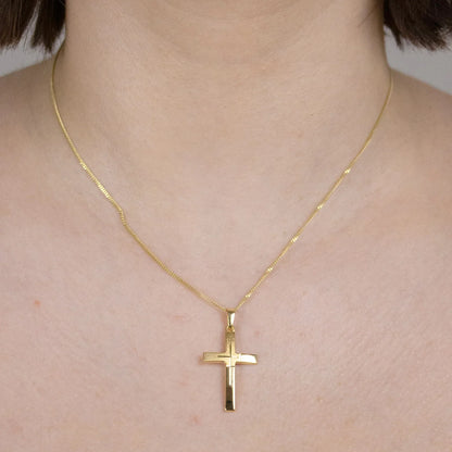 Gold Anhänger Kreuz  mit Goldkette massiv 333 - 8 Karat Gold