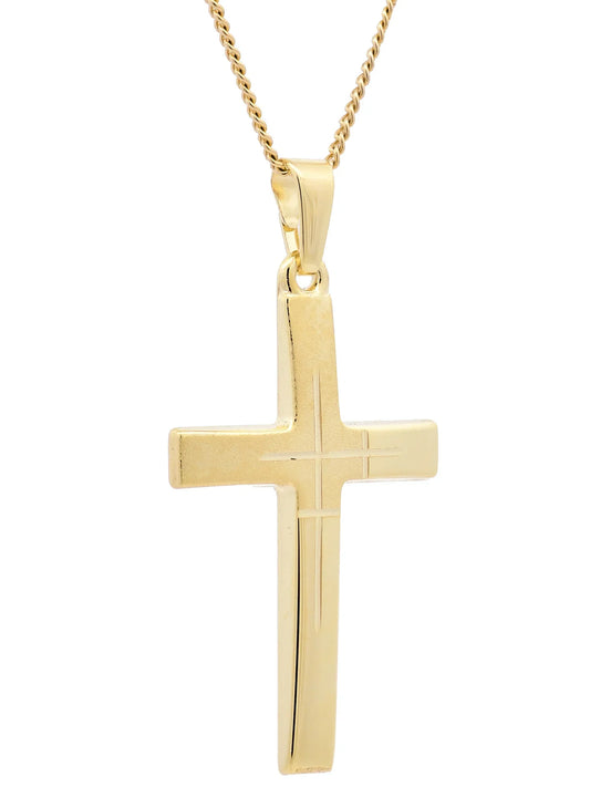 Gold Anhänger Kreuz  mit Goldkette massiv 333 - 8 Karat Gold