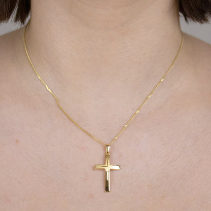 Anhänger Kreuz   333-8 Karat Gold mit vergoldeter Silberkette