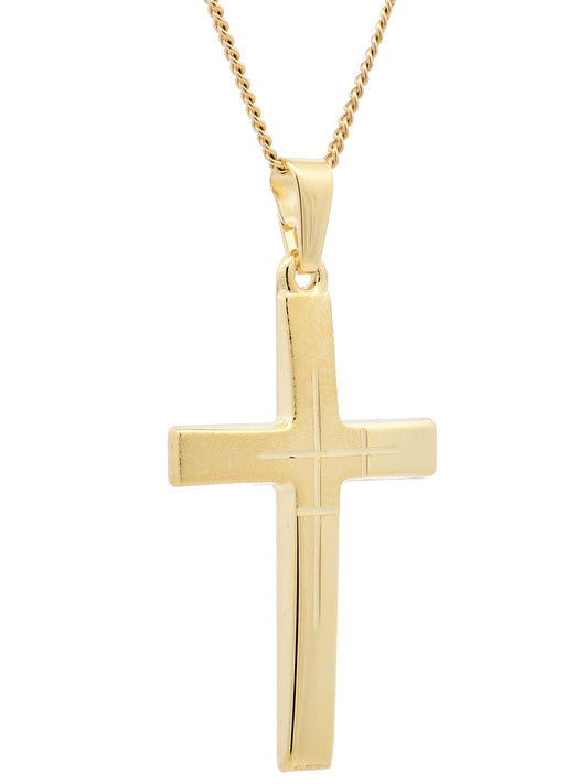 Anhänger Kreuz   333-8 Karat Gold mit vergoldeter Silberkette