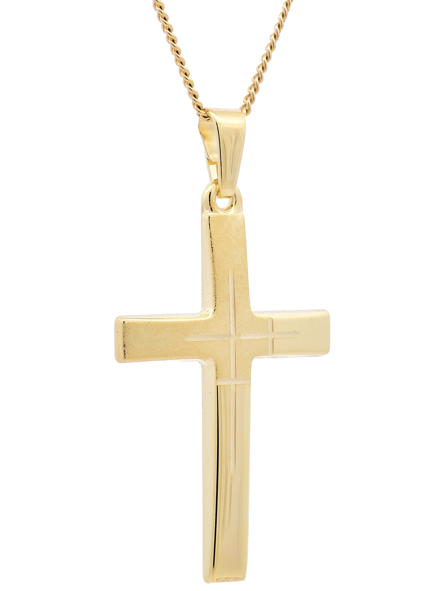 Anhänger Kreuz   333-8 Karat Gold mit vergoldeter Silberkette