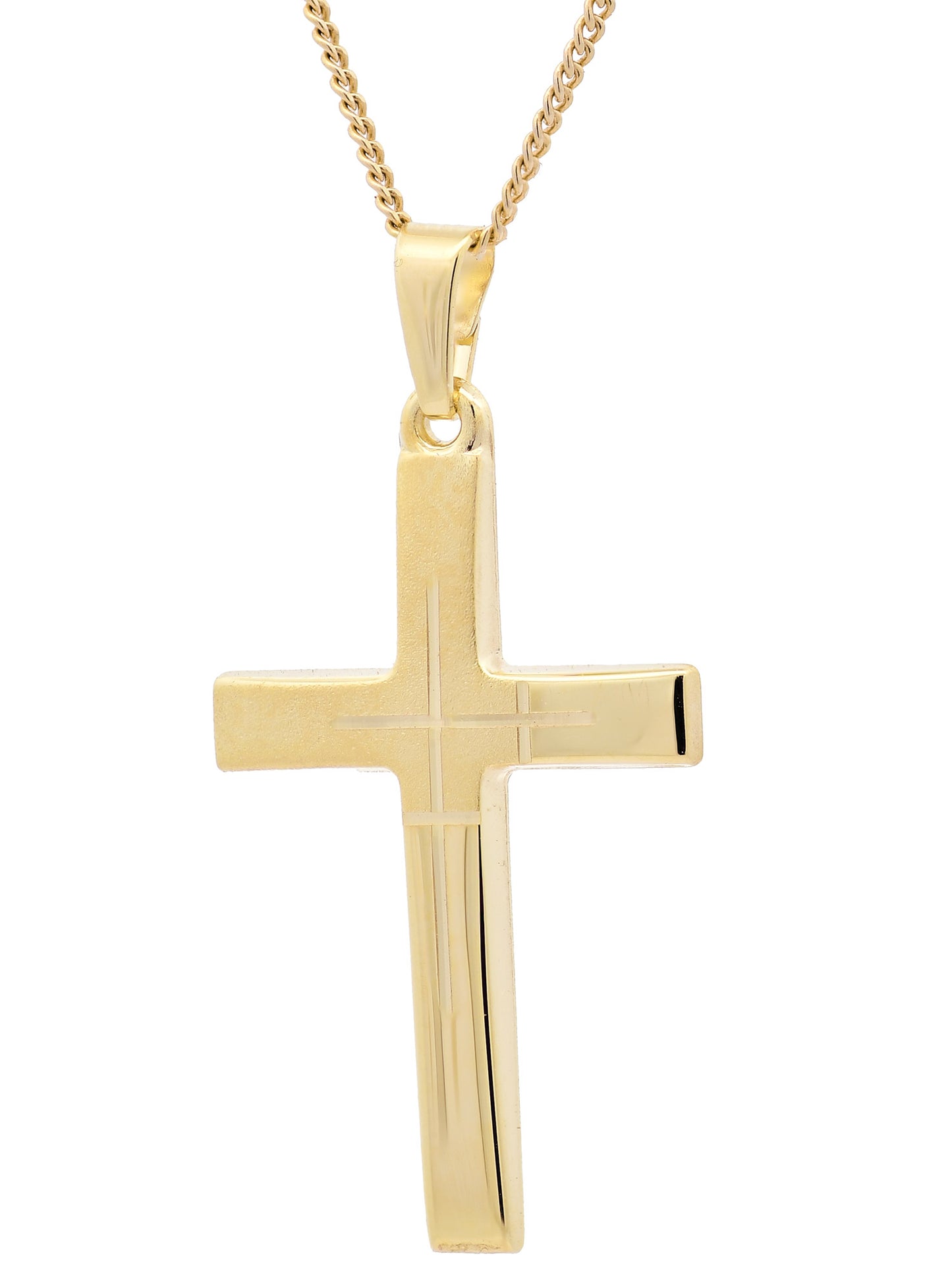 Anhänger Kreuz   333-8 Karat Gold mit vergoldeter Silberkette