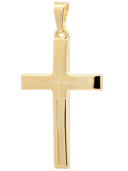 Anhänger Kreuz   333-8 Karat Gold mit vergoldeter Silberkette