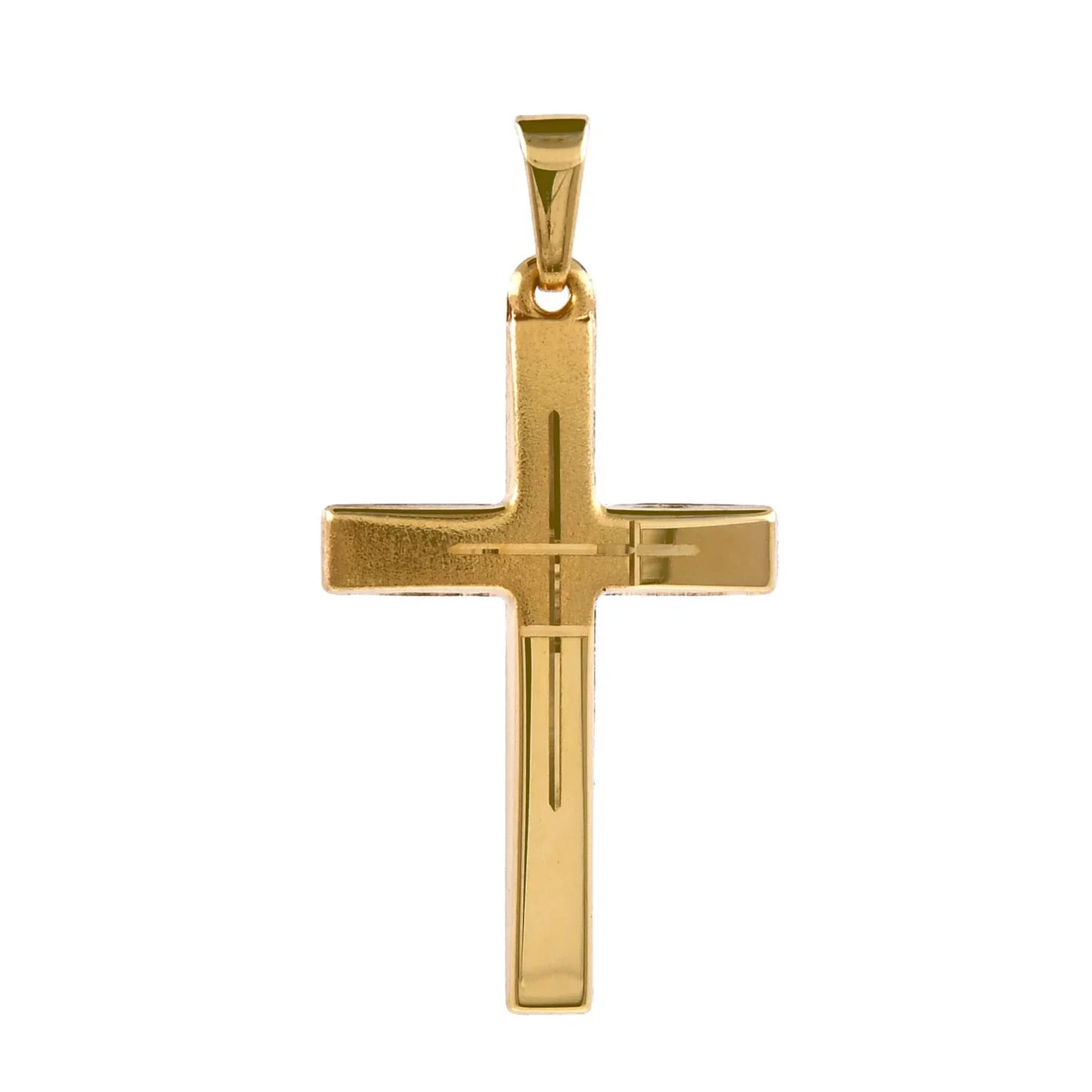 Gold Anhänger Kreuz mit Goldkette massiv 585 - 14 Karat Gold