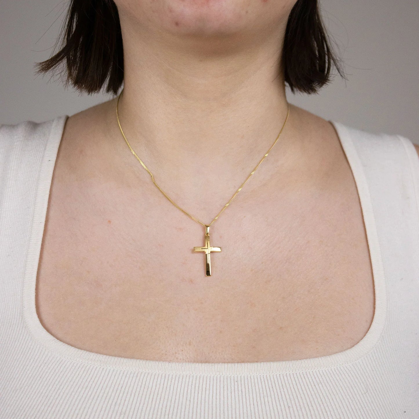 Gold Anhänger Kreuz mit Goldkette massiv 585 - 14 Karat Gold