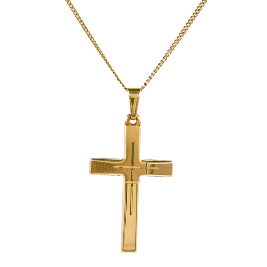 Gold Anhänger Kreuz mit Goldkette massiv 585 - 14 Karat Gold