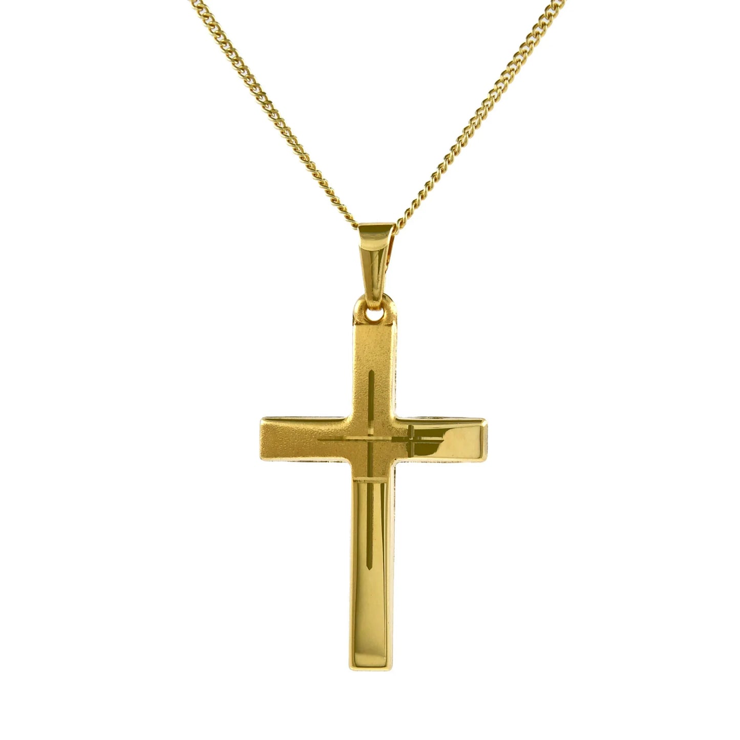 Gold Anhänger Kreuz mit Goldkette massiv 585 - 14 Karat Gold