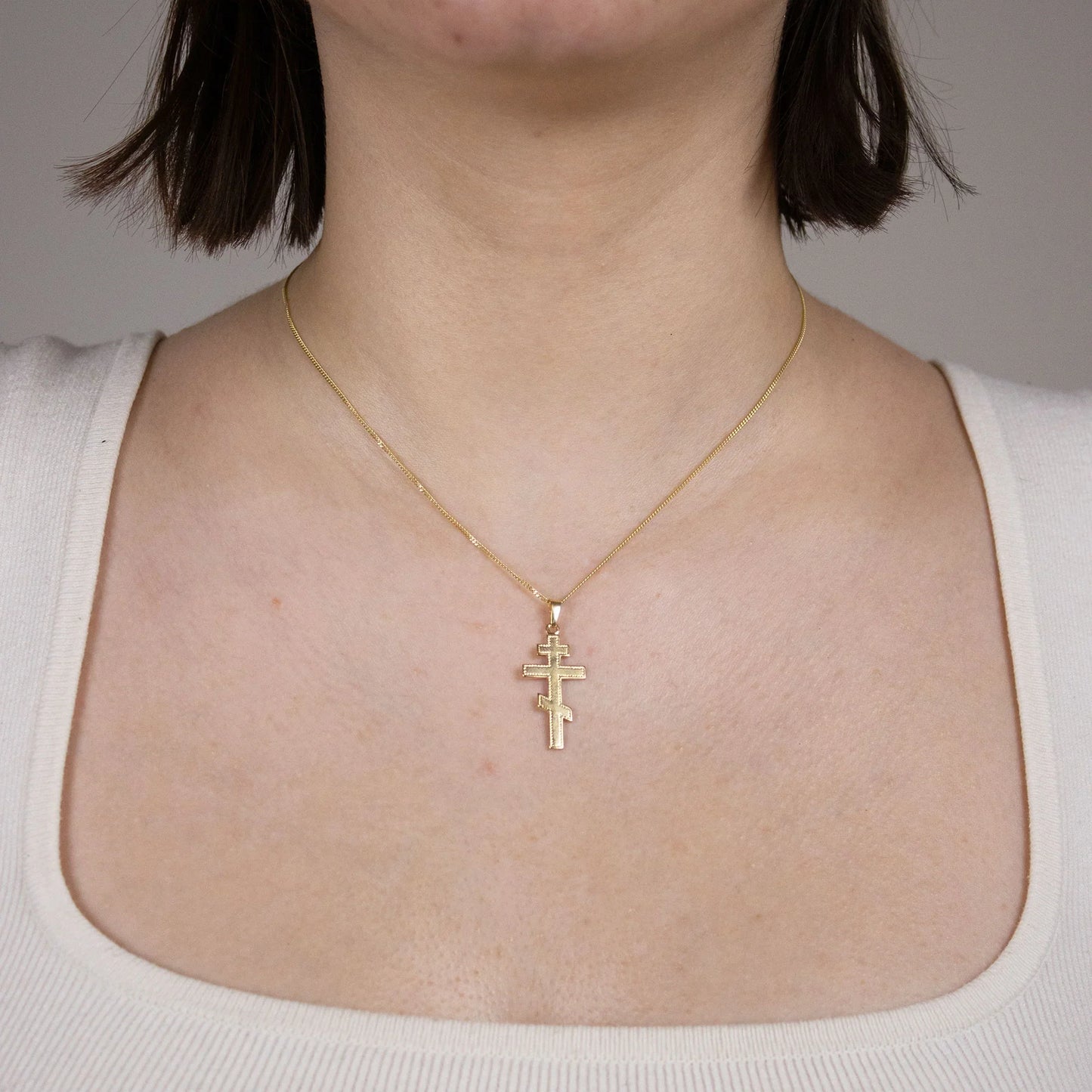 Gold Anhänger Kreuz mit Goldkette massiv 585 - 14 Karat Gold