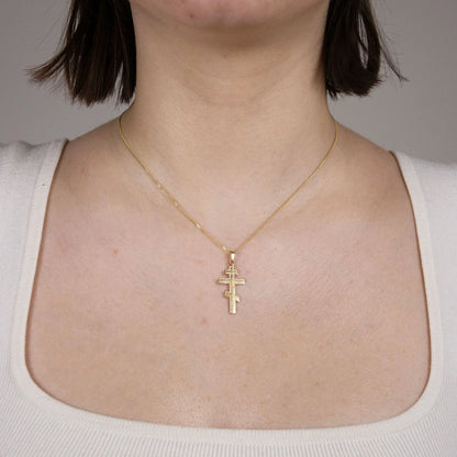 Gold Anhänger Kreuz mit Goldkette massiv 585 - 14 Karat Gold