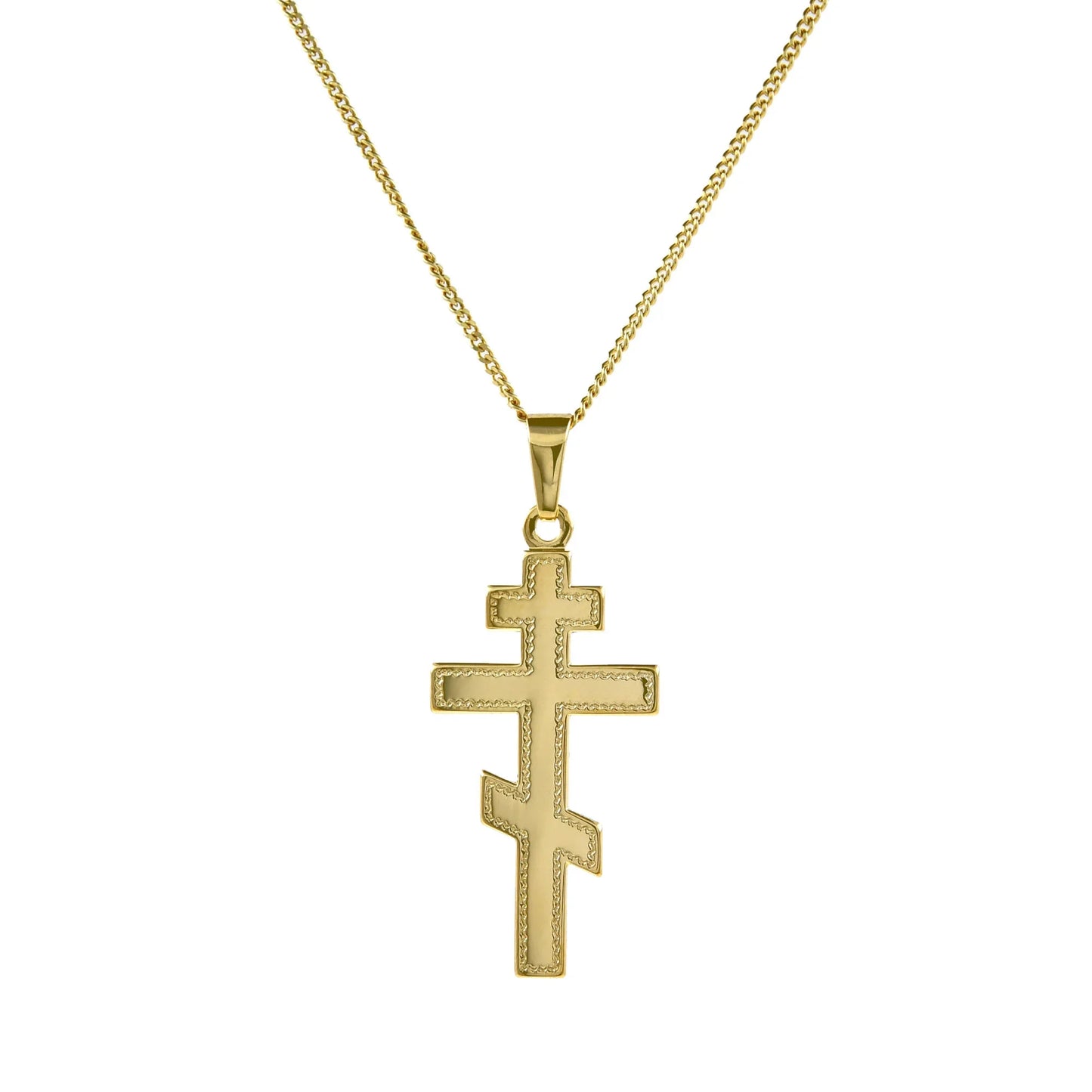 Gold Anhänger Kreuz mit Goldkette massiv 585 - 14 Karat Gold
