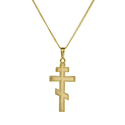 Gold Anhänger Kreuz mit Goldkette massiv 585 - 14 Karat Gold
