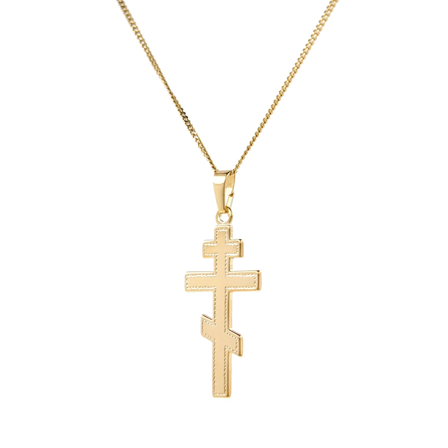 Gold Anhänger Kreuz mit Goldkette massiv 585 - 14 Karat Gold