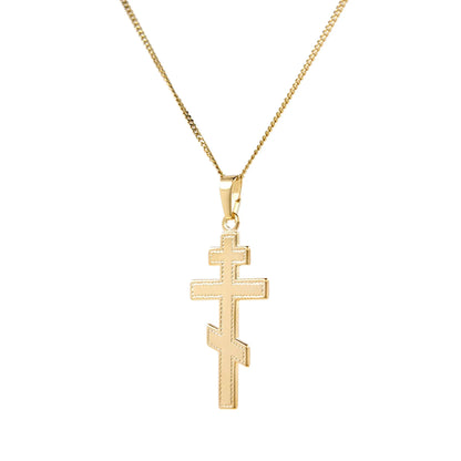 Gold Anhänger Kreuz mit Goldkette massiv 585 - 14 Karat Gold